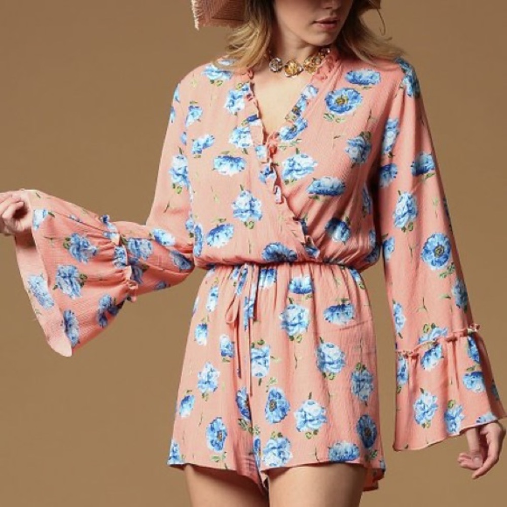 Pink Floral Romper NWT